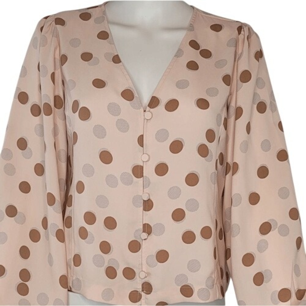 Ann Taylor Pale Pink Polka‎ Dot Blouse